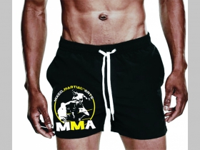 MMA - plavky s mot&iacute;vom - plavkov&eacute; p&aacute;nske kraťasy s pohodlnou gumou v p&aacute;se a &scaron;n&uacute;rkou na dotiahnutie vhodn&eacute; aj ako klasick&eacute; kraťasy na voľn&yacute; čas